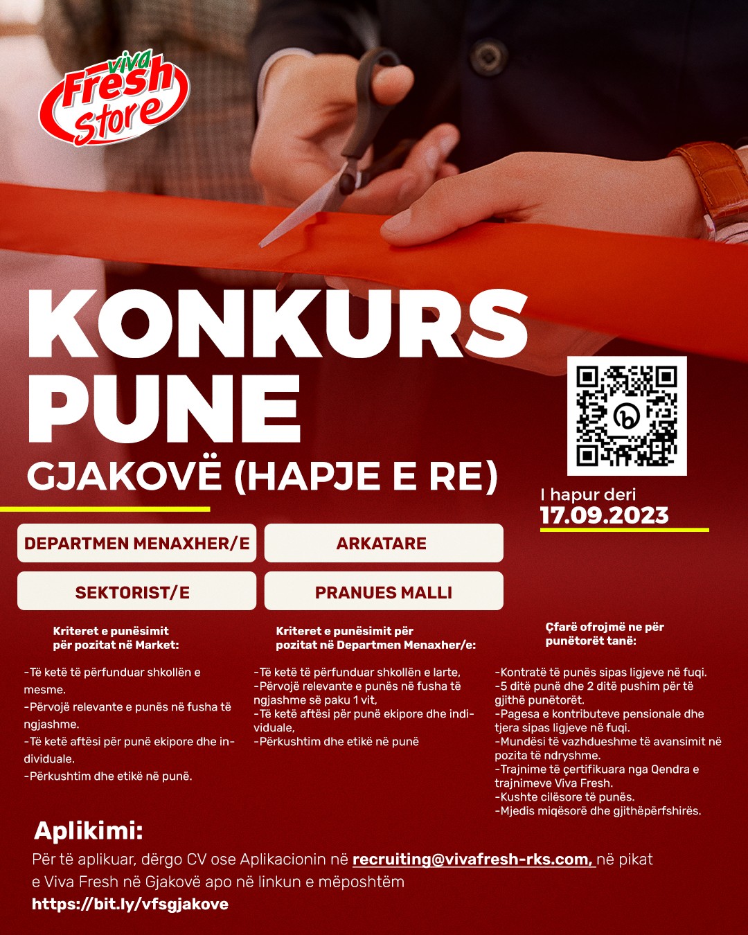 Departmen Menaxher/e, Arkatare, Sektorist/e, Pranues Malli